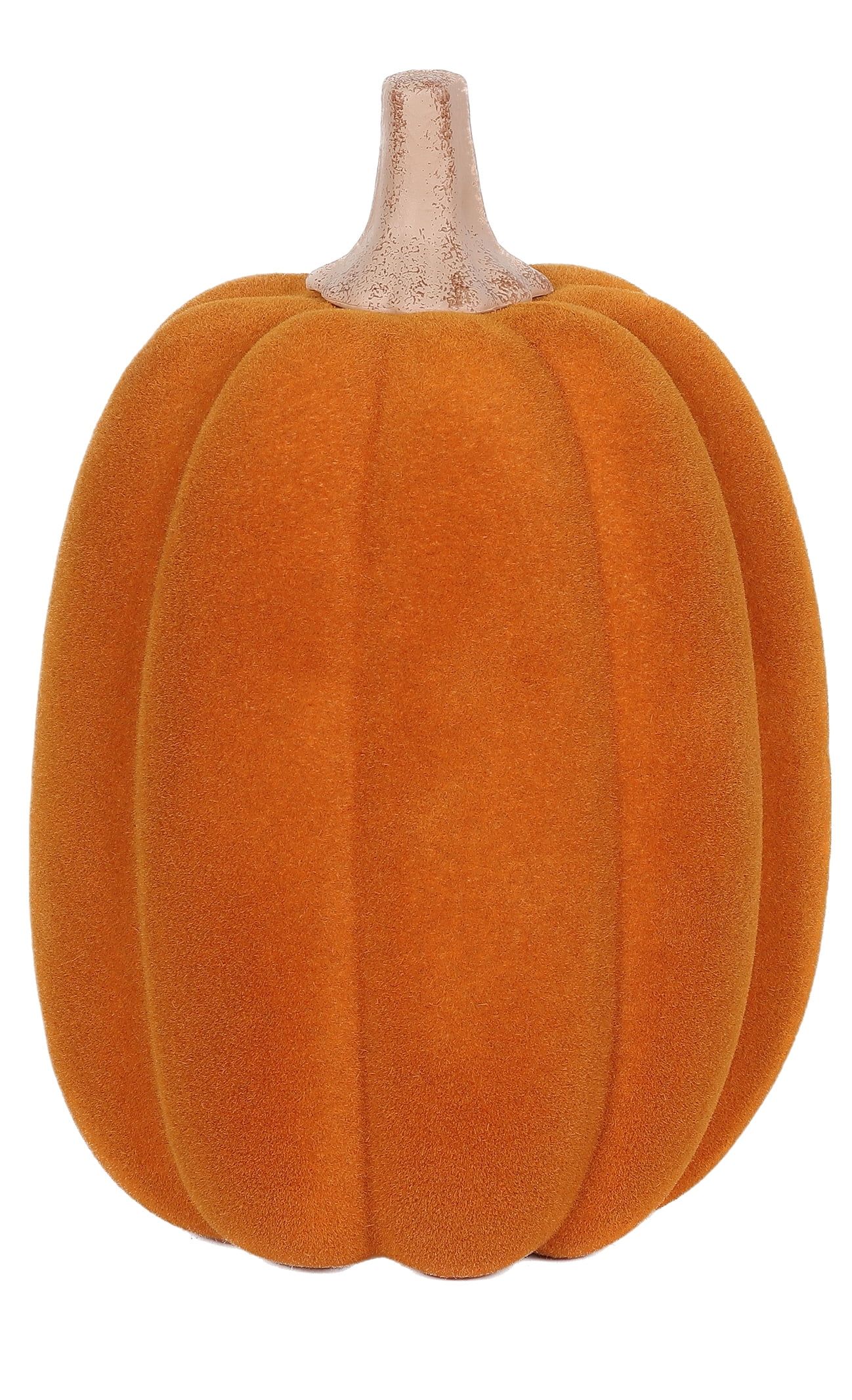 Harvest Orange Flocked Pumpkin Decoration, 13 in, by Way To Celebrate - Walmart.com | Walmart (US)