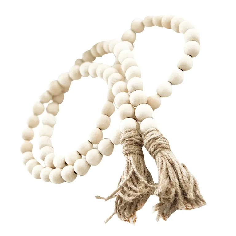 TureClos Wooden Bead Garland Farmhouse Rustic Country Tassle Prayer Beads Wall Hanging Decoration... | Walmart (US)