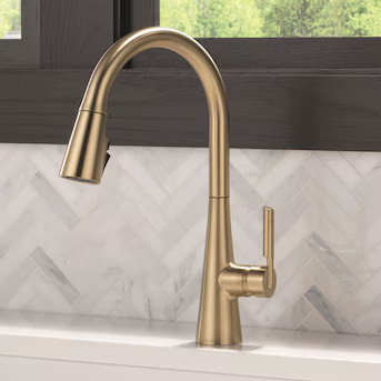 Delta Kylo Champagne Bronze Single Handle Deck-mount Handle Residential Pull-down Kitchen Faucet ... | Lowe's