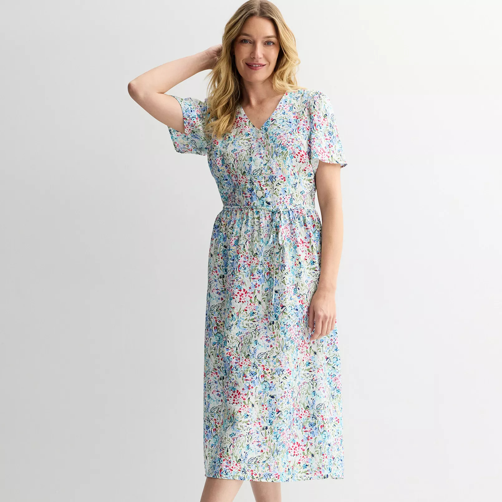 Women's Croft & Barrow® Short Sleeve Blouson Midi Dress | Kohl's