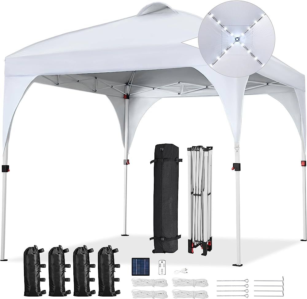Yaheetech 10×10 Pop-Up Canopy Tent with 17 Solar LED Lights & Top Vents, Portable Outdoor Canopy... | Amazon (US)