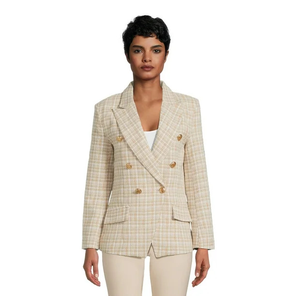 Attitude Unknown Women's Metallic Button Blazer | Walmart (US)