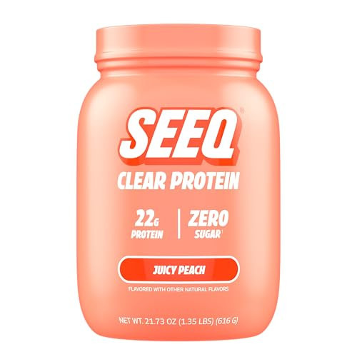 SEEQ Clear Protein Powder - Juicy Peach - 22 Servings - 22g Clear Whey Protein Isolate - Zero Sugar - 0g Lactose - Allergen Friendly - GLP1 Support - Bone Health - Muscle Post Workout Recovery | Amazon (US)