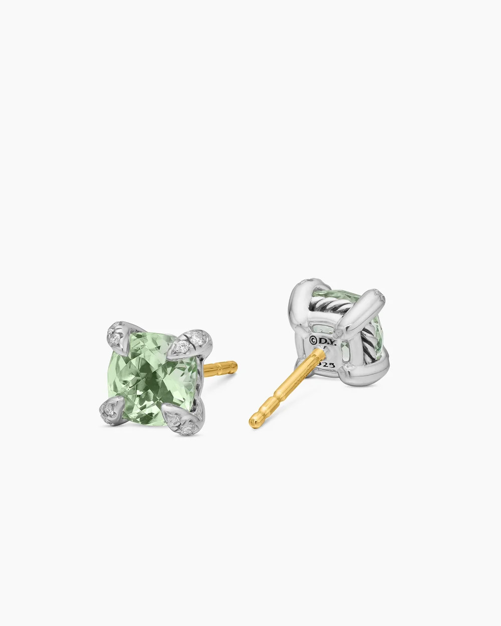 David Yurman | Petite Chatelaine® Stud Earrings in Sterling Silver with Prasiolite and Diamonds,... | David Yurman