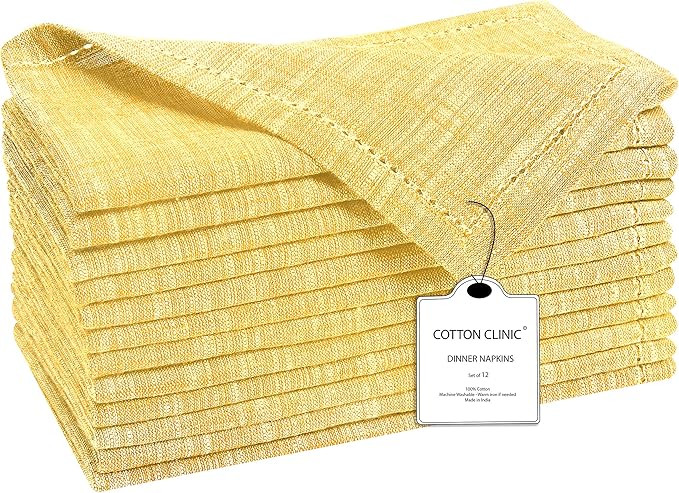 Cotton Clinic 12 Pack Farmhouse Style Slub Textured 18x18 Cloth Dinner Napkins, 100% Cotton for E... | Amazon (US)