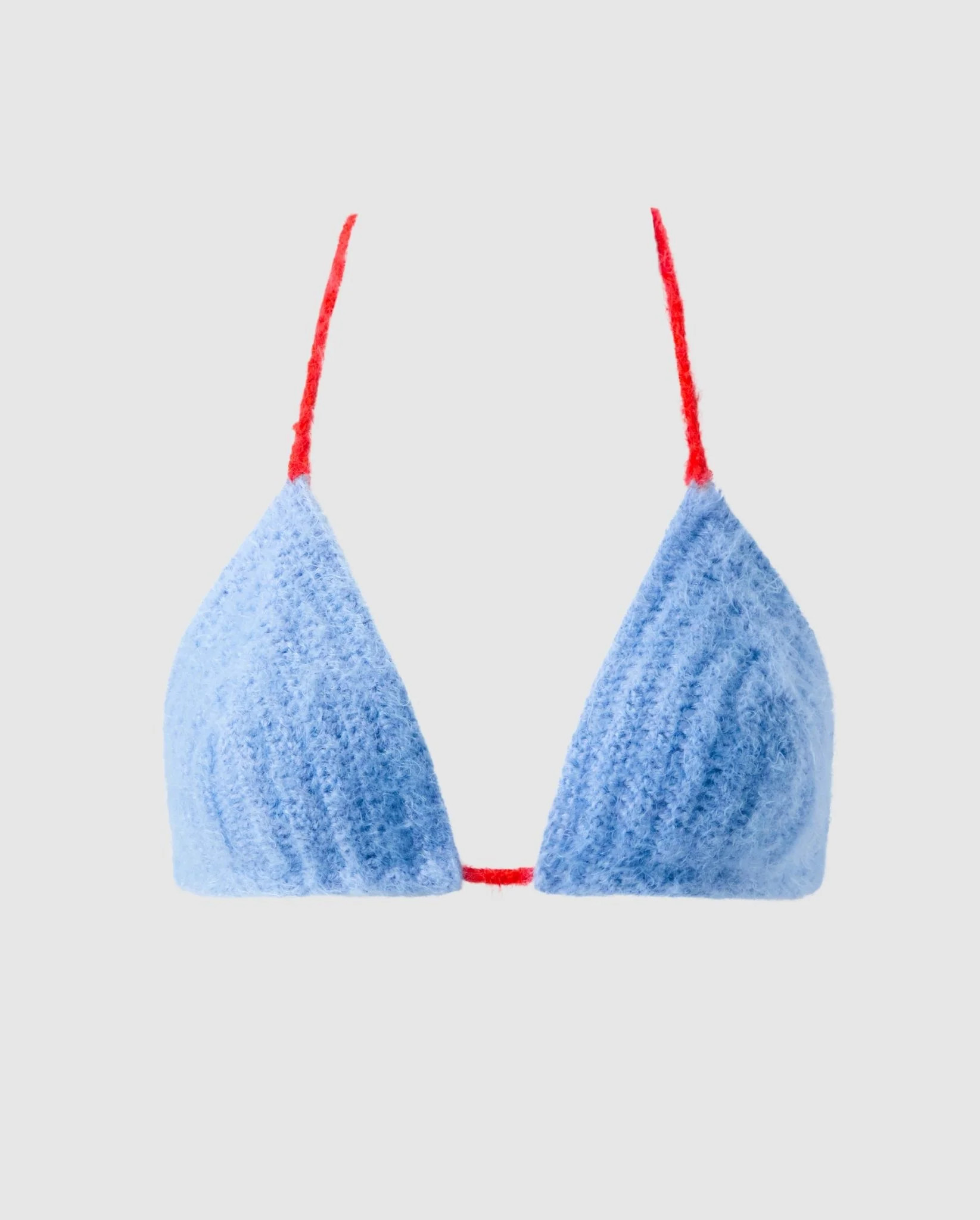 Knitted Triangle Bralette Light Blue/Fiery Red | Understatement