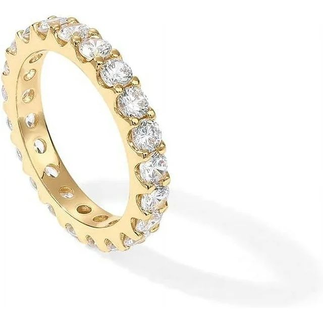 PAVOI 14K Yellow Gold Plated Cubic Zirconia Rings | 3.0mm Eternity Bands | Yellow Gold Rings for ... | Walmart (US)