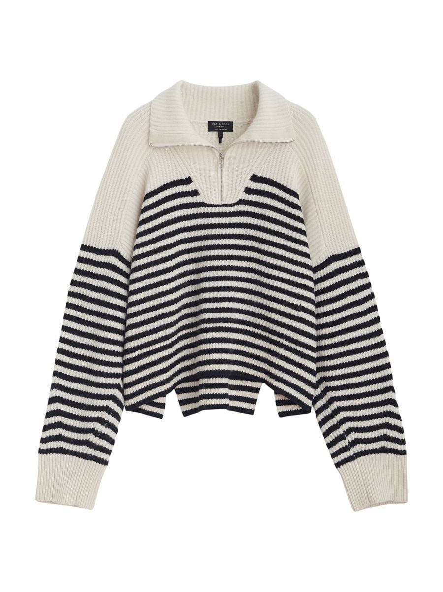 rag & bone Pierce Stripe Cashmere Quarter-Zip Sweater | Saks Fifth Avenue