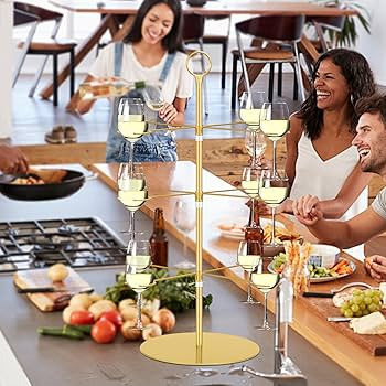 Petyoung Cocktail Tree Stand, 3 Tiers 12 Holders Champagne Tower, Cocktail Glass Holder for Drink... | Amazon (US)