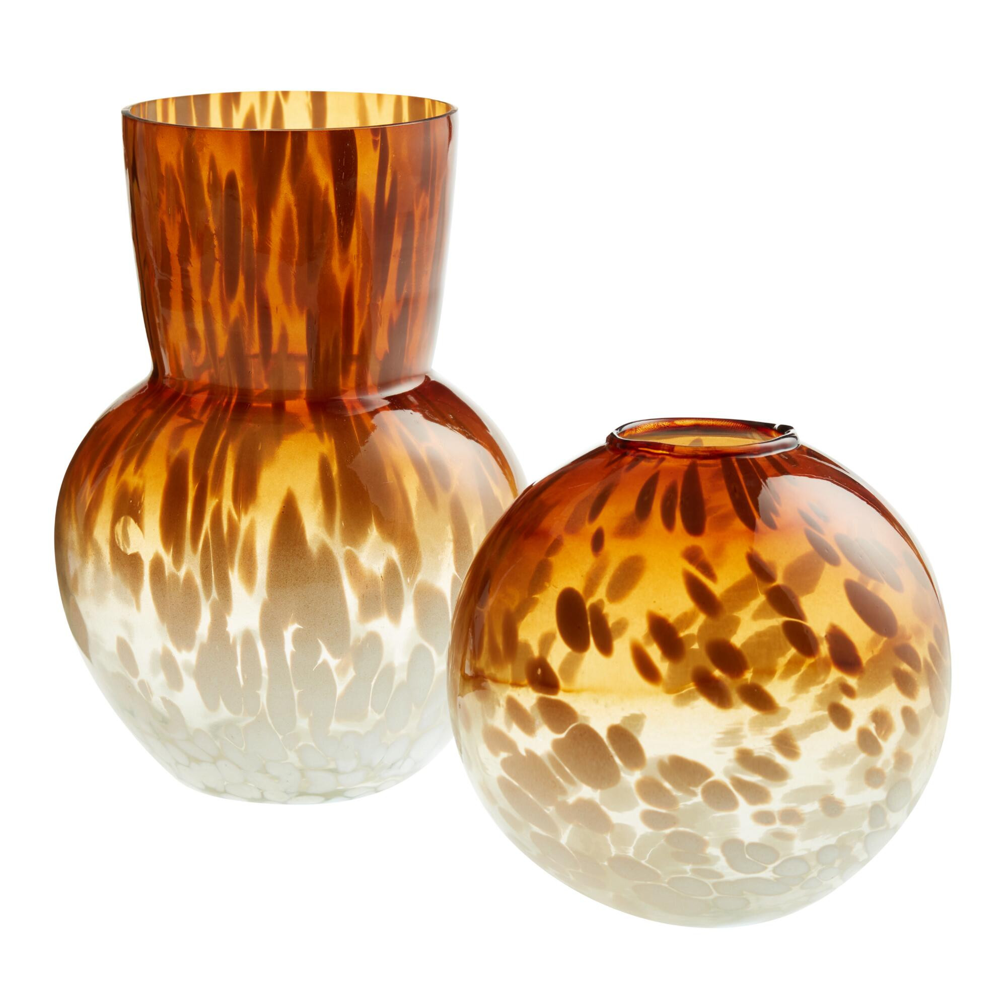Amber And White Confetti Glass Vase Collection | World Market