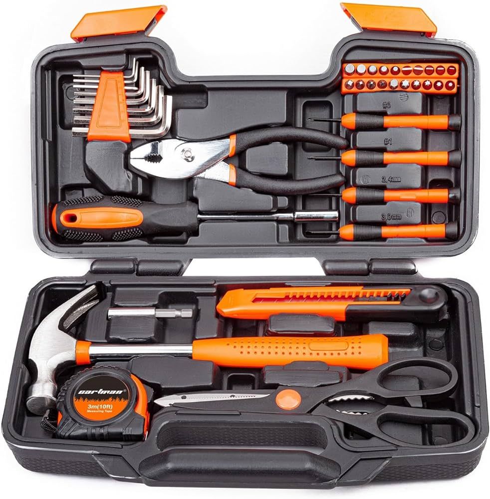CARTMAN 39 Piece Tool Set General Household Hand Kit with Plastic Toolbox Storage Case Orange | Amazon (US)
