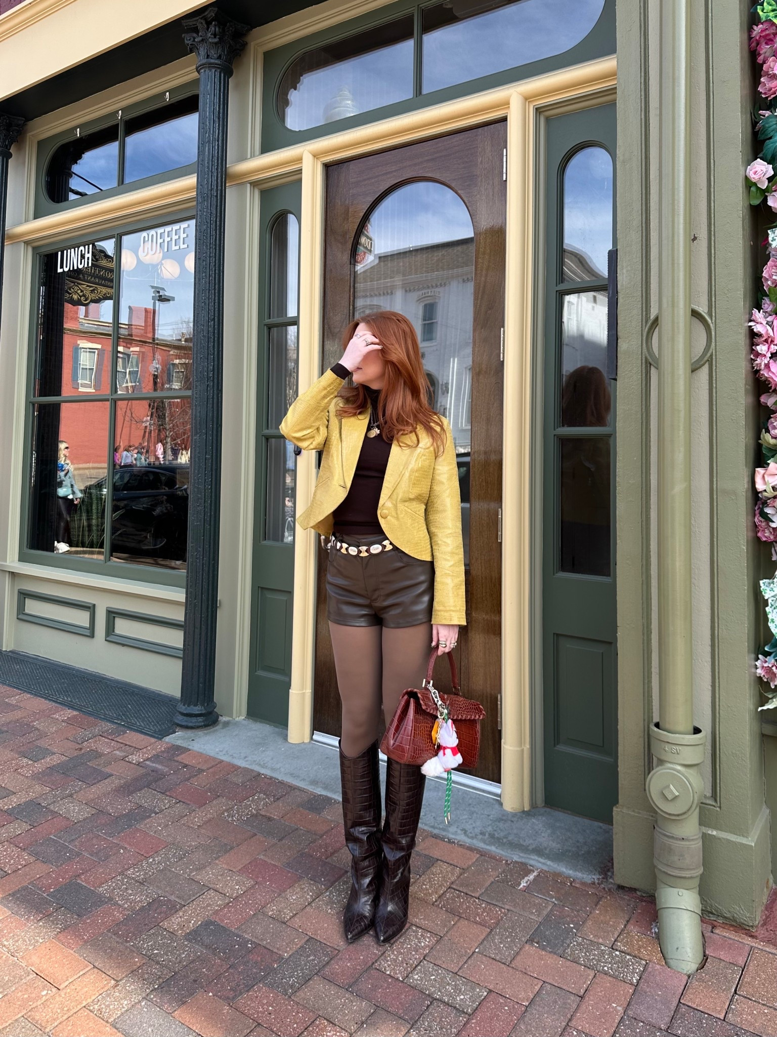spring transitional yellow and brown outfit

#LTKFindsUnder100 #LTKSeasonal #LTKStyleTip