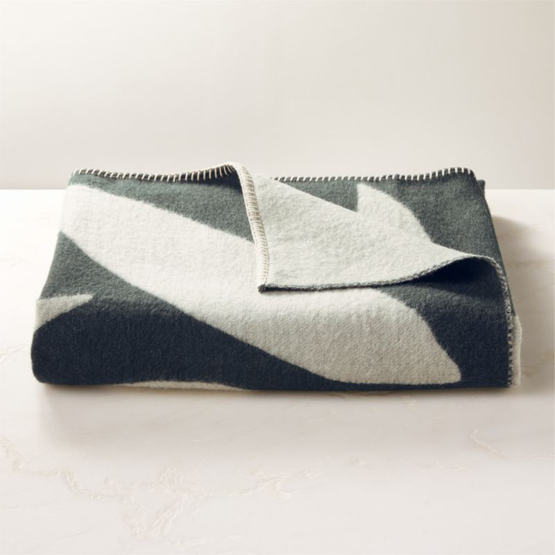 Bailey Dark Teal and Warm White Reversible Alpaca Throw Blanket | CB2 | CB2