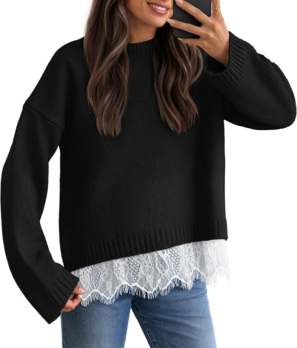 MEROKEETY Women's Fall Oversized Lace Sweaters 2026 Trendy | Amazon (US)