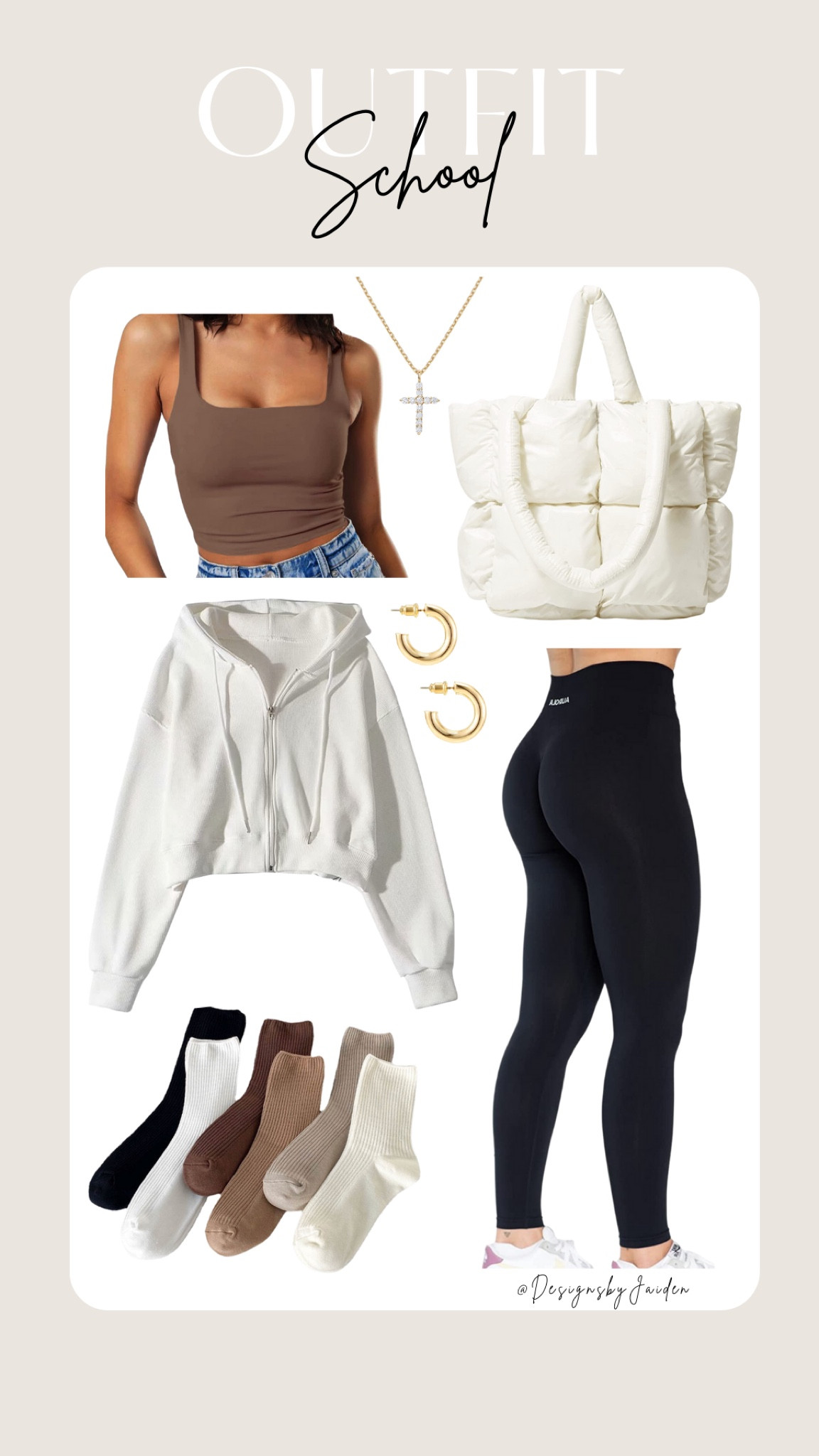 The perfect casual school outfit ☁️Click below to shop ✨ Follow for daily finds!! 🤍 Pinterest: DesignsbyJaiden ☁️ #founditonamazon #amazon #casual #school #outfit #outfitinspo #schooloutfit 

School outfits, school outfit, school outfits highschool, university, back to school, back to school outfit, university outfits, casual Uni outfits, school outfits for college, college outfits, casual college outfits, casual outfits, casual outfits college, school outfits ideas, school outfits leggings, tank top, zip up hoodie, leggings, gym leggings, puffer, puffer bag, socks, neutral socks, sock sets, cross necklace, gold earrings, necklace, earrings, hoodie, neutral outfits, neutral school outfit, basic, basics, casual summer outfits, casual winter outfits, casual chic, that girl outfits, outfits idea, outfit, back to school

#LTKGiftGuide #LTKSeasonal #LTKFind #LTKU #LTKitbag #LTKsalealert #LTKstyletip #LTKunder50 #LTKunder100 #LTKfit #LTKeurope #LTKbrasil #LTKaustralia