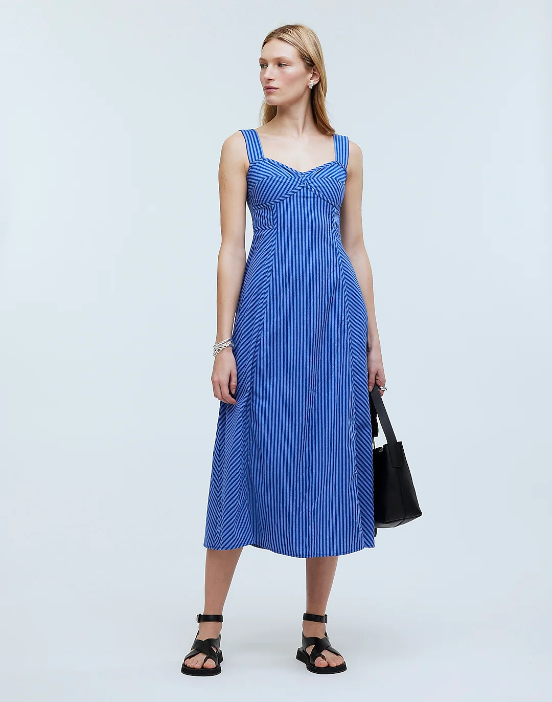 Sweetheart Sleeveless Midi Dress in Stripe | Madewell