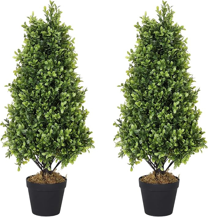 2.5ft Topiary Trees Artificial Outdoor 30in, Artificial Trees for Outdoors, Faux Plants UV Resist... | Amazon (US)