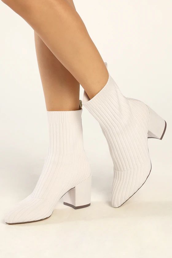 Vivi Ivory Ribbed Knit Mid-Calf Sock Boots | Lulus (US)