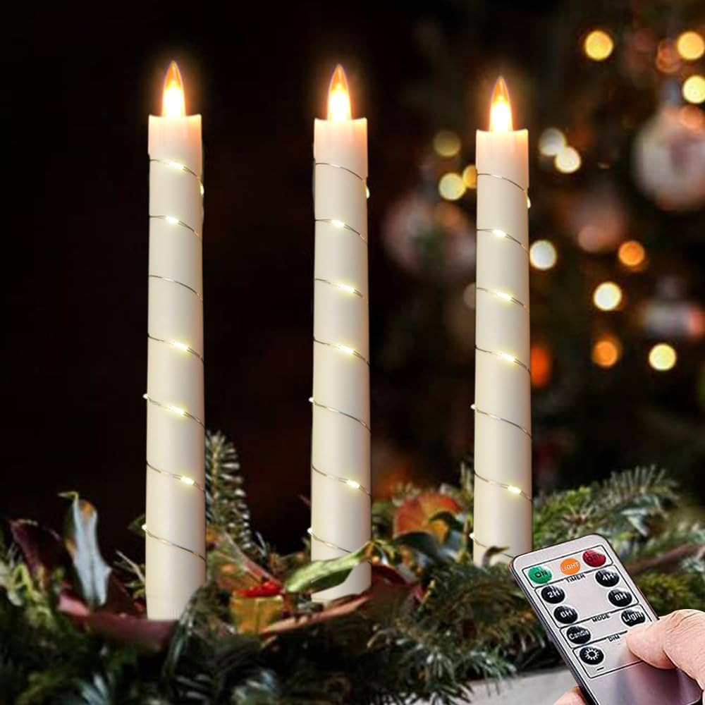 Flameless Cone Candle with Built-in Star String Light, 11-Button Remote Control, Timer, Battery P... | Amazon (US)