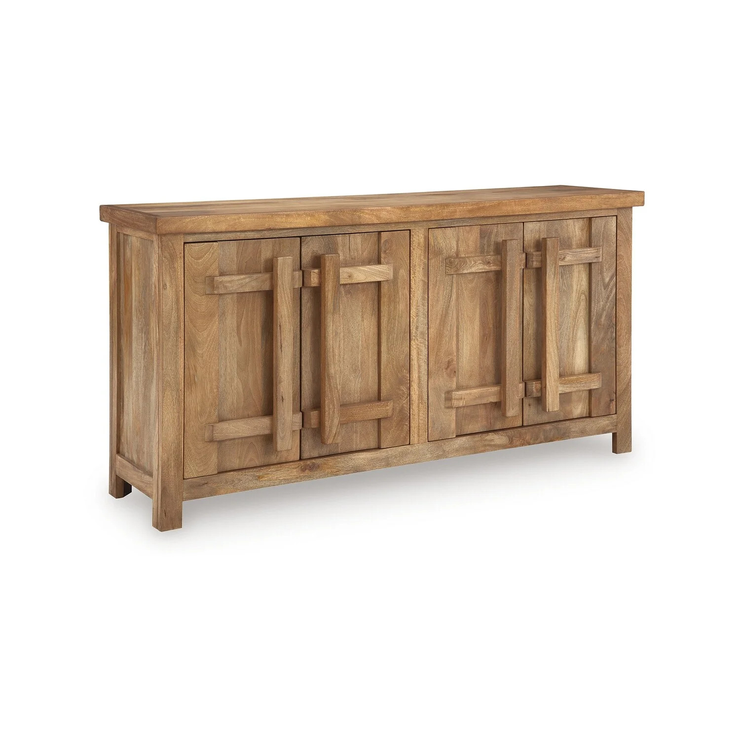 Benjara Sideboard Cabinet Console, 68 Inch Craftsman Style, Brown Mango Wood | Walmart (US)