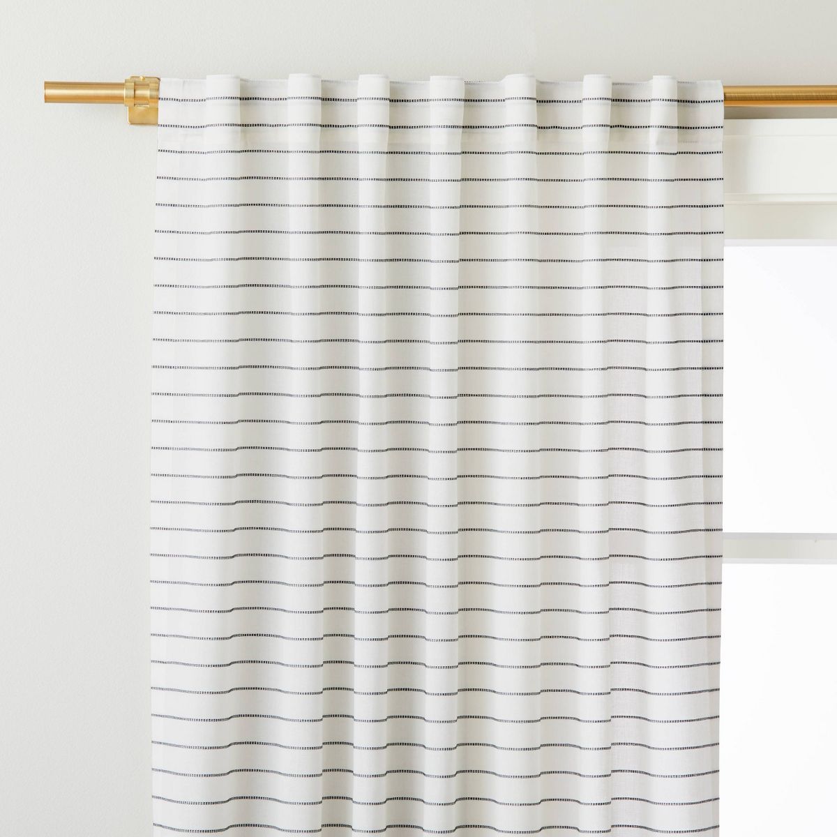 Blanket Stitch Curtain Panel Dark Gray/Cream - Hearth & Hand™ with Magnolia | Target