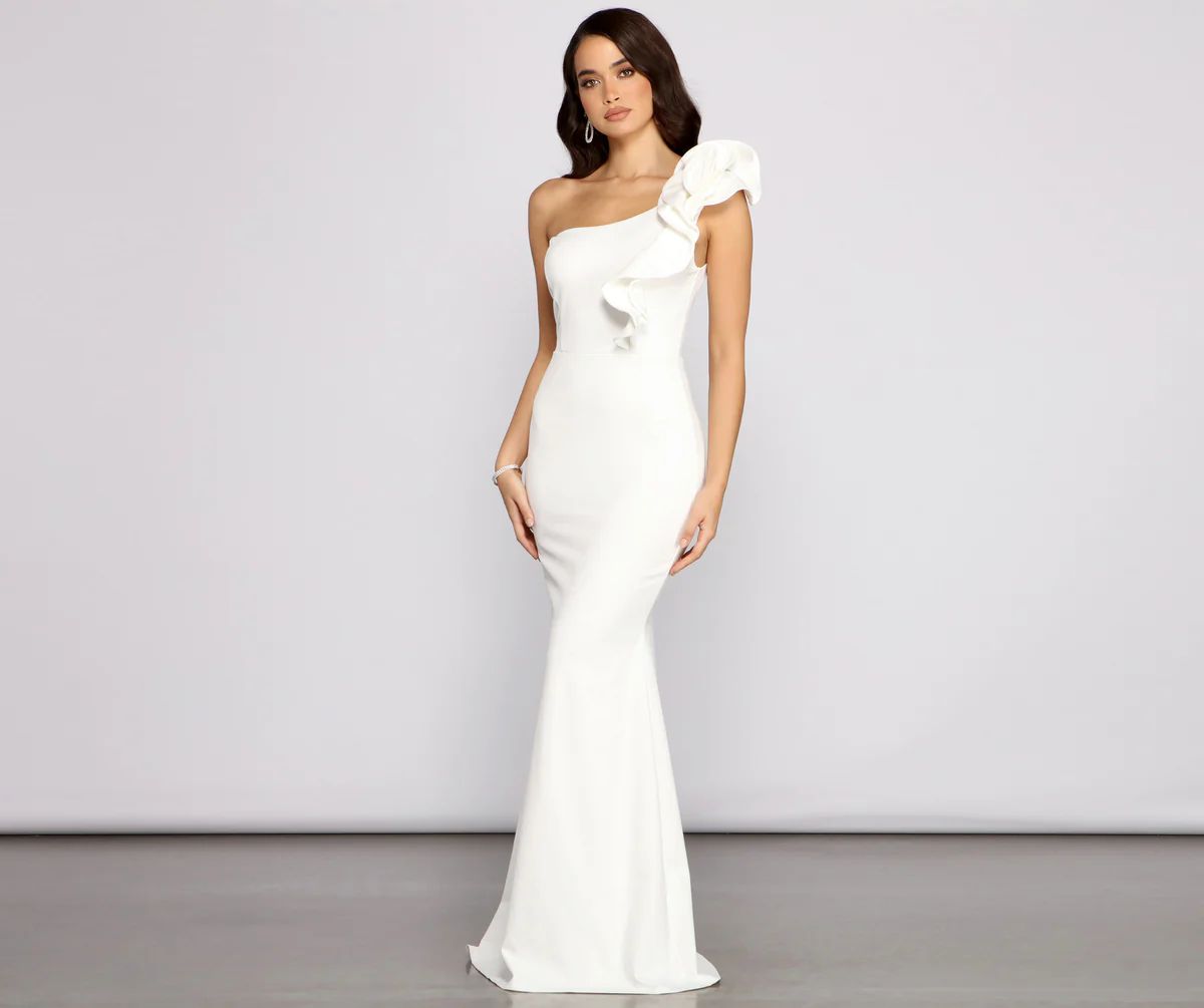 Diana Formal One Shoulder Ruffle Dress | Windsor Stores