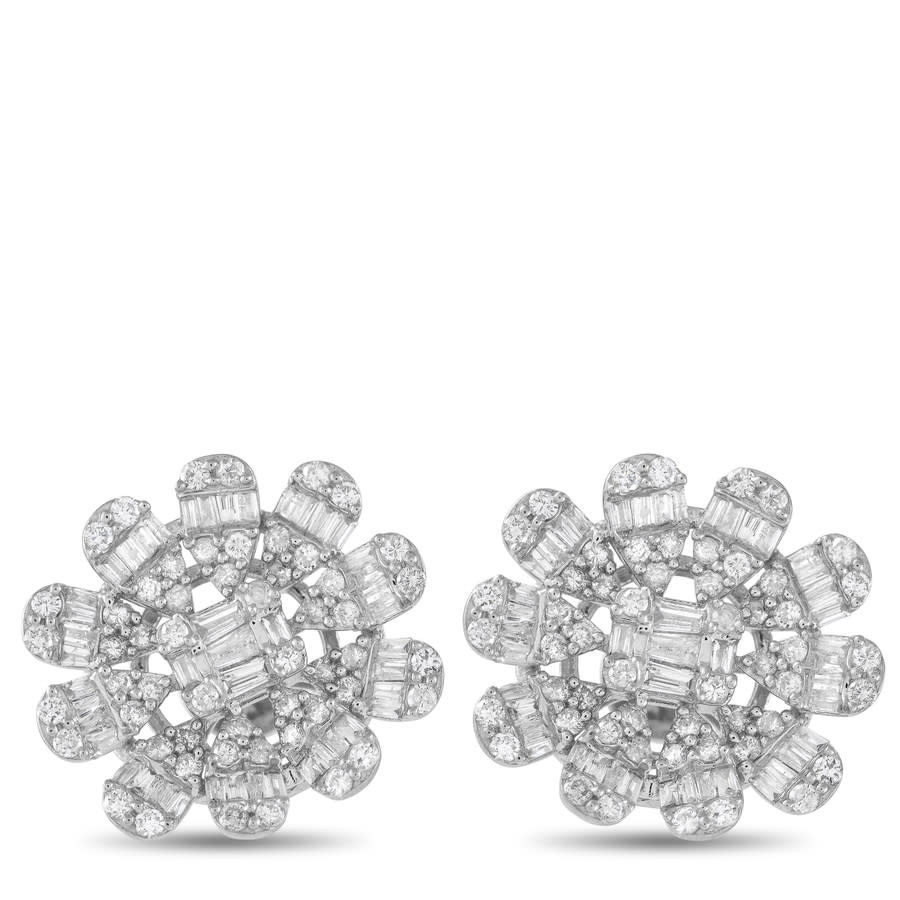 LB Exclusive 14K White Gold 1.50ct Diamond Flower Earrings ER28991 W | Jomashop.com & JomaDeals.com