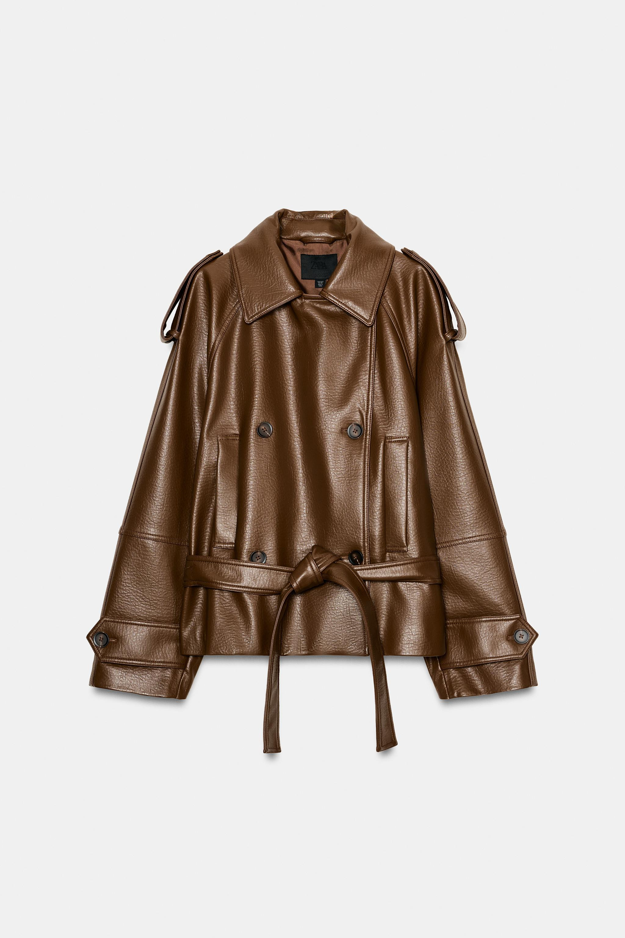 FAUX LEATHER SHORT TRENCH COAT | Zara US