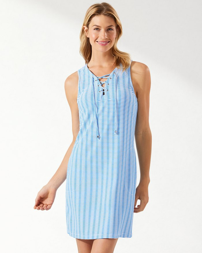 Island Cays Stripe Lace-Up Dress | Tommy Bahama