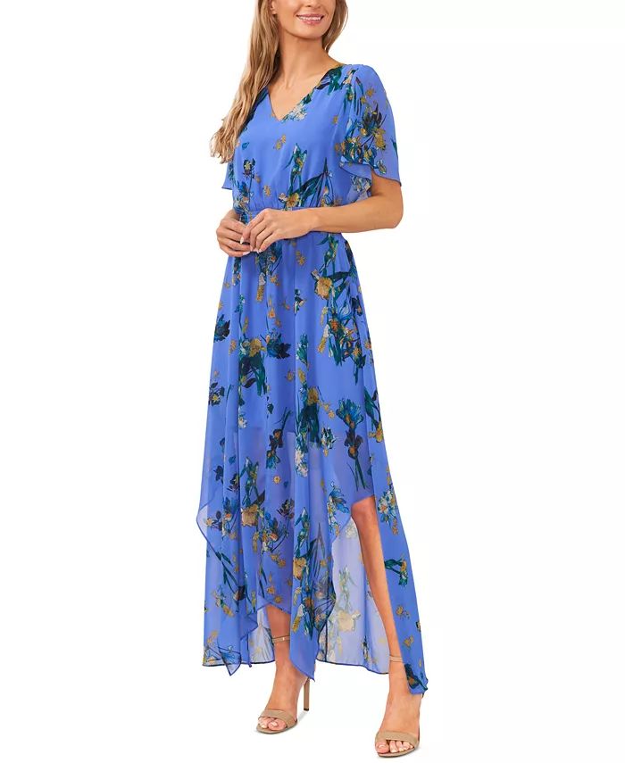 Women's Smocked-Waist Flutter-Sleeve Maxi Dress | Macy's