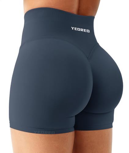 YEOREO Boost Workout Shorts Womens 4.5" Biker Shorts Deep Navy XS | Amazon (US)