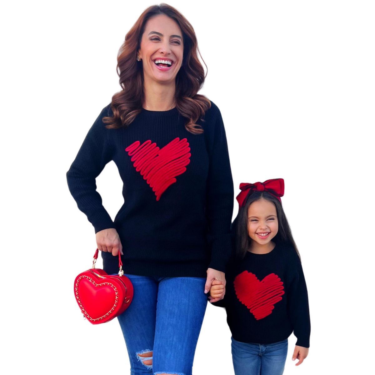 Girls Mommy And Me Love Note Red Heart Sweater - Mia Belle Girls | Target