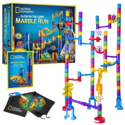 NATIONAL GEOGRAPHIC Glowing Marble Run, 115 Piece Construction Set, 25 Glow in The Dark Glass Mar... | Target