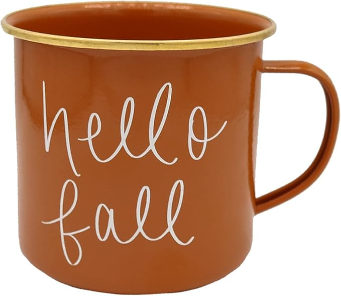 Sweet Water Decor Hello Fall Coffee Mugs | 18oz Galvanized Steel Campfire Style Coffee Cup | Burn... | Amazon (US)