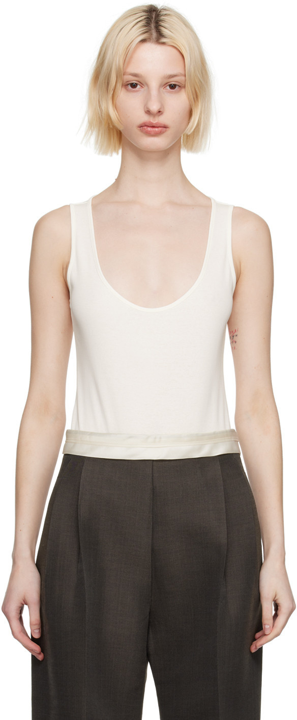 GIA STUDIOS White Scoop Neck Bodysuit | SSENSE