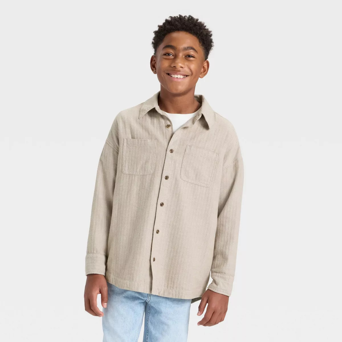 Boys' Long Sleeve Woven Button-Up Shirt - art class™ | Target