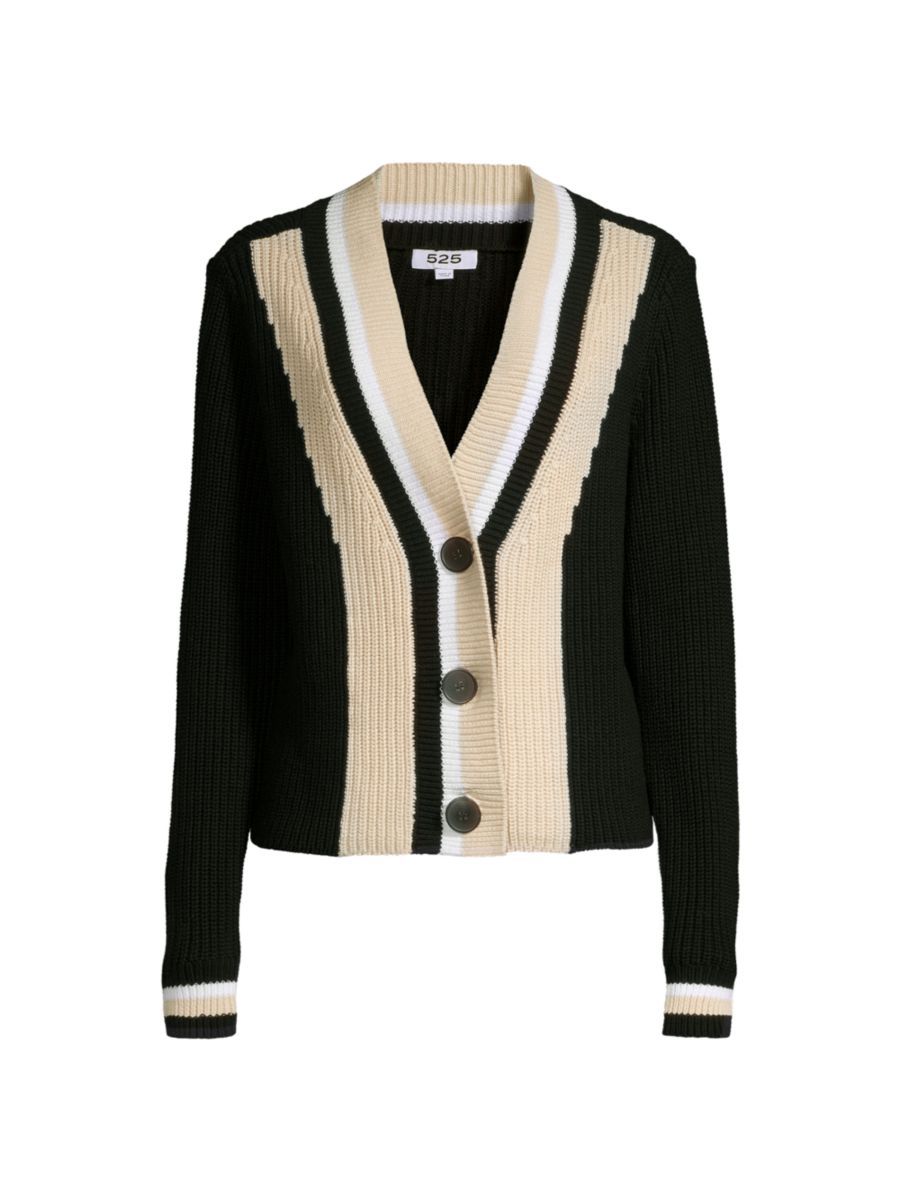 525 America Varsity Stripe Cotton Cardigan | Saks Fifth Avenue