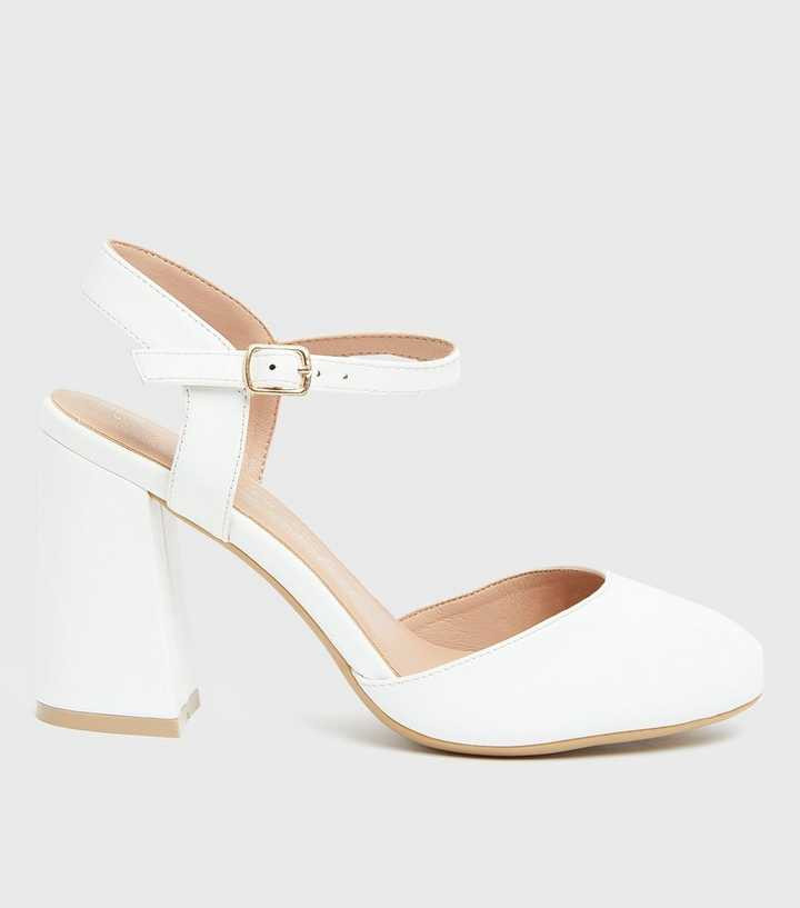 Wide Fit White 2 Part Block Heel Court Shoes
						
						Add to Saved Items
						Remove from Sa... | New Look (UK)