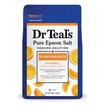 Dr Teal's Epsom Salt Magnesium Soak - Glow & Radiance with Vitamin C & Citrus Essential Oils - 3 lbs | Target