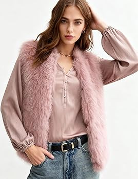 Flygo Faux Fur Vest Women Sleeveless Faux Fur Jacket Furry Open Front Cardigan Top Fluffy Winter ... | Amazon (US)