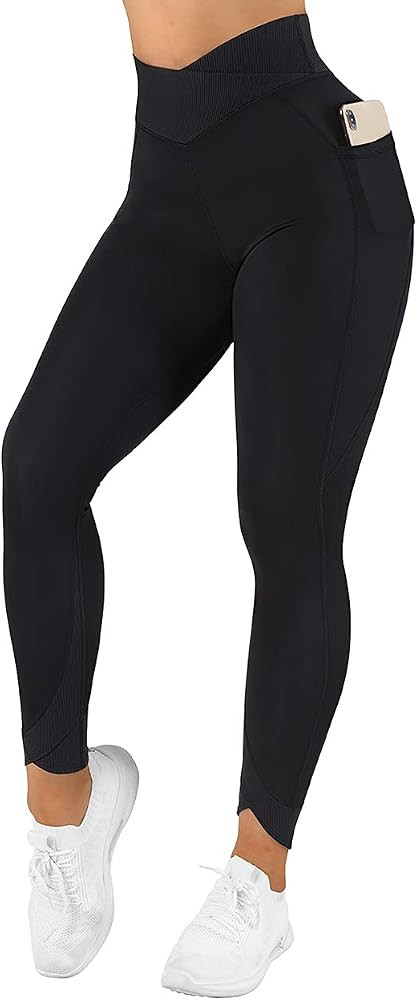 SUUKSESS Women Butt Lifting Capri Leggings with Pockets 7/8 Length Twist High Waisted Yoga Pants | Amazon (US)