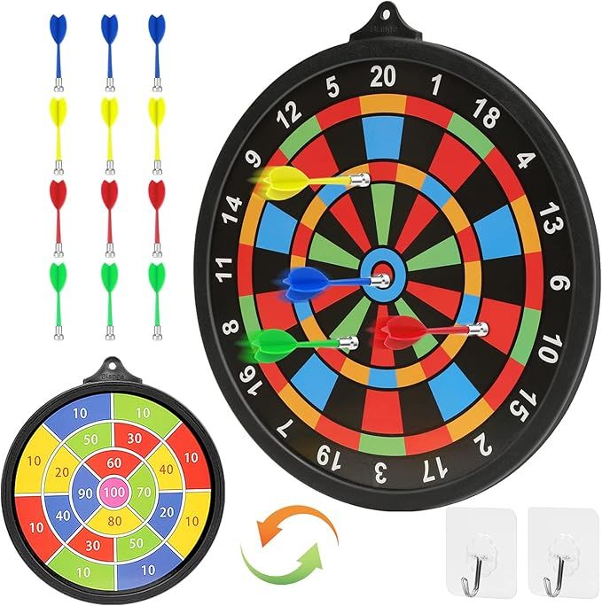 Magnetic Dart Board w/ 12 Darts, Toys for 6+ Year Old Boys, Safe Indoor Outdoor Games for Kids 8-... | Amazon (US)