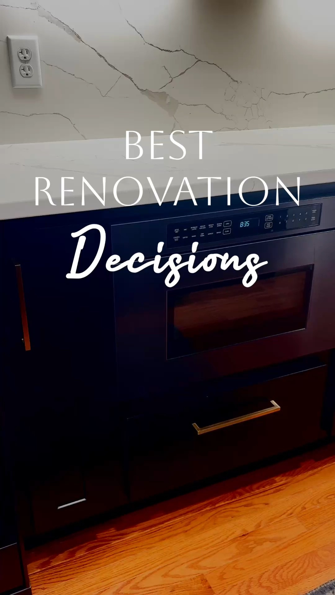 These are the decisions that I am so glad I made during my renovation. The drawer microwave to free up counter space, under cabinet lighting adds the most amazing glow, the slab backsplash gives a clean and polished look, U by Moen automatic shower lets you set the temperature and the lighted mirror so I don’t look like a clown.  These are the decisions I would make again and again.

#LTKHome
