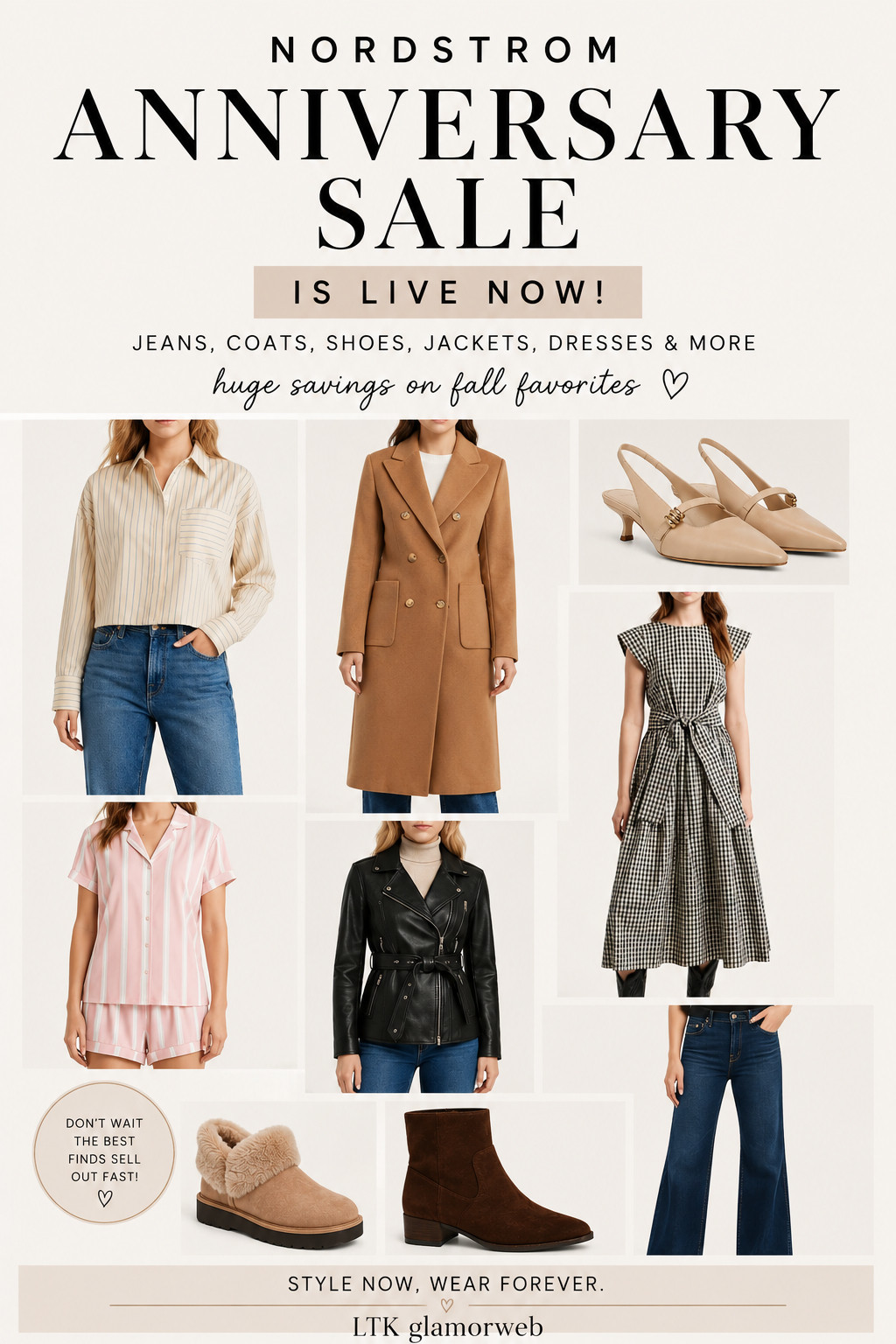 The Nordstrom Anniversary Sale is finally LIVE and it’s giving everything we love — timeless staples, elevated basics, and those luxe pieces we wait all year for 💅✨ From perfectly fitted jeans to cozy-chic coats, statement heels to everyday tops, this is the moment to refresh your entire wardrobe without the guilt. I’m spotting the cutest jackets, must-have dresses, and shoes that go with literally everything. Trust me, the good stuff goes FAST, so don’t wait on this one 🤍

#NordstromAnniversarySale #SaleSeason #FallStyleStartsNow #DenimFinds #ChicCoats #ClosetRefresh #WardrobeEssentials #NeutralStyle #MinimalChic #EverydayOutfits #EffortlessStyle #HeelsObsessed #JacketSeason #StyleDeals #FashionOnSale #LTKStyle #LTKSale #LTKFinds #LTKFashion #TrendingNow #CapsuleWardrobe #ModernStyle #OutfitInspo #StyleSteals 

 #LTKSeasonal #LTKU #LTKSaleAlert