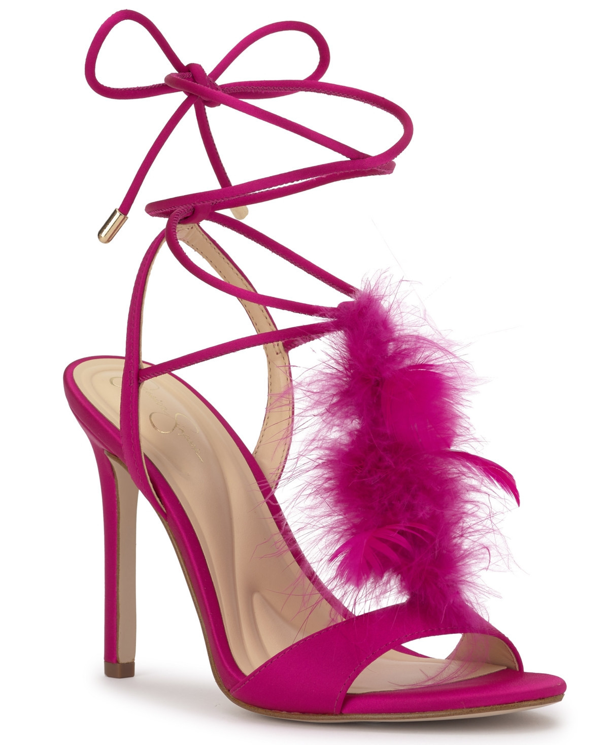 Jessica Simpson Women's Jenzin Feather Wrap Dress Sandals - Dark Fuschia | Macy's