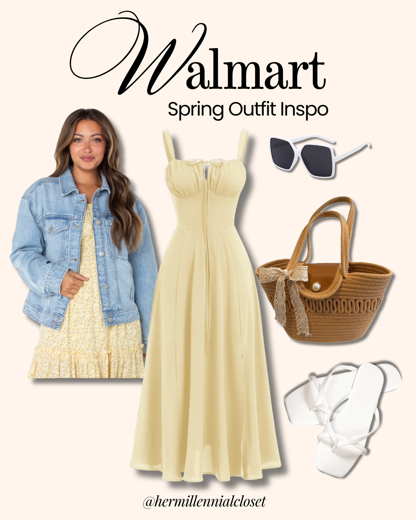 Sis, this is your spring look 🤍✨

Soft yellow dress + denim jacket = effortless cute. Add sunnies, a woven bag, and comfy sandals, you’re ready for brunch, errands, or a cute day out.

Trust me, you need this 🌼 

 #LTKootd #LTKSeasonal
