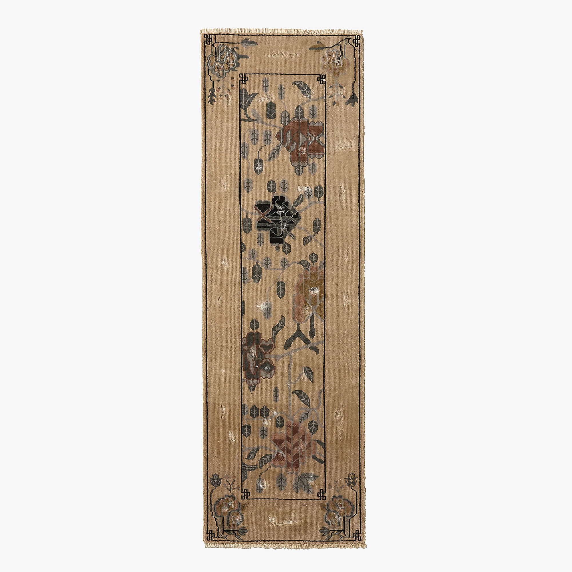 Fiora Hand-Knotted Light Brown New Zealand Wool Runner Rug 2.5'x8' + Reviews | CB2 | CB2