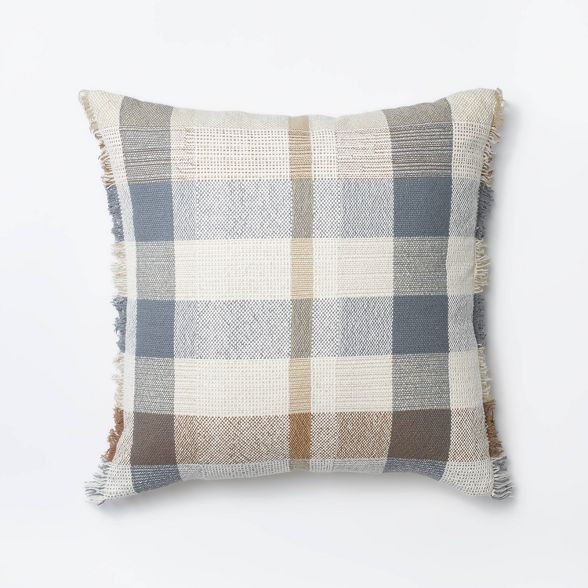 Woven Plaid Throw Pillow Slate Blue/Cream - Threshold™ designed with Studio McGee | Target