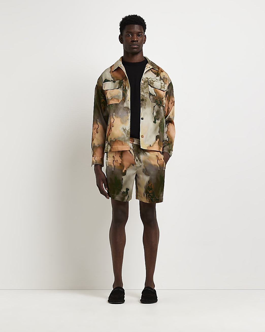 Green regular fit tie dye shorts | River Island (UK & IE)