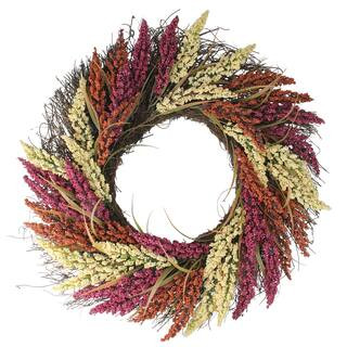 22" Pink & Orange Autumn Harvest Mixed Heather & Grapevine Wreath | Michaels | Michaels Stores